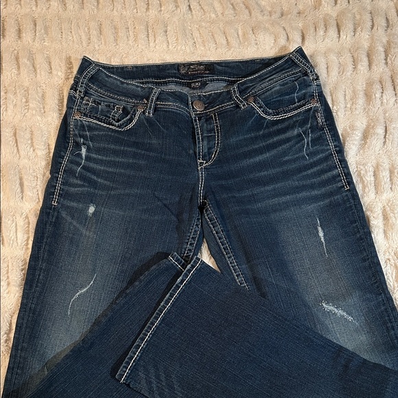 Silver Jeans Denim - Silver Jeans Women's Suki Mid Slim Dark Blue Boot Cut Jeans